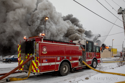 Car-X Muffler shop destroyed by fire 12-29-17 at 1108 E Oakton in Des Plaines IL Des Plaines FD shapirophotography.net Larry Shapiro photography
